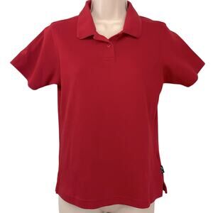 Adidas Red Climalite Classic Polo Shirt Moisture Wick Fabric 2 button Placket